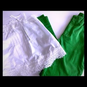 Lauren Cotton pants size 8 with lace camisole top